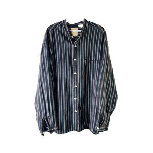 Wah Maker Cotton Faded Striped Button Front Shirt